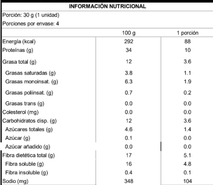 Tabla nutricional Barra de Proteina NotProtein Crunchy Peanut 30g