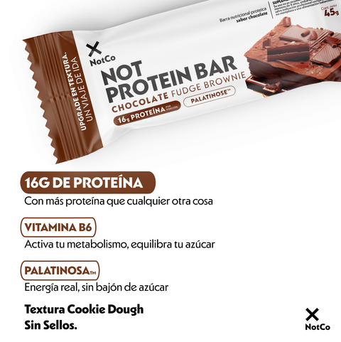Barra de Proteína NotProtein Bar Chocolate Fudge Brownie 12un 45g