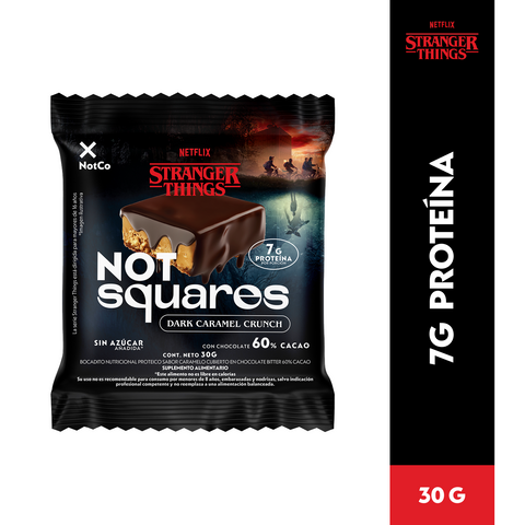 NotSquare Stranger Things Dark Caramel Crunch barra de proteína 12 un 30gr