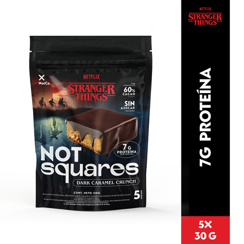 NotSquare Stranger Things Dark Caramel Crunch barra de proteína 5x30g