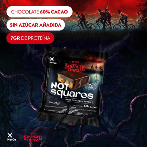 NotSquare Stranger Things Dark Caramel Crunch barra de proteína 12 un 30gr